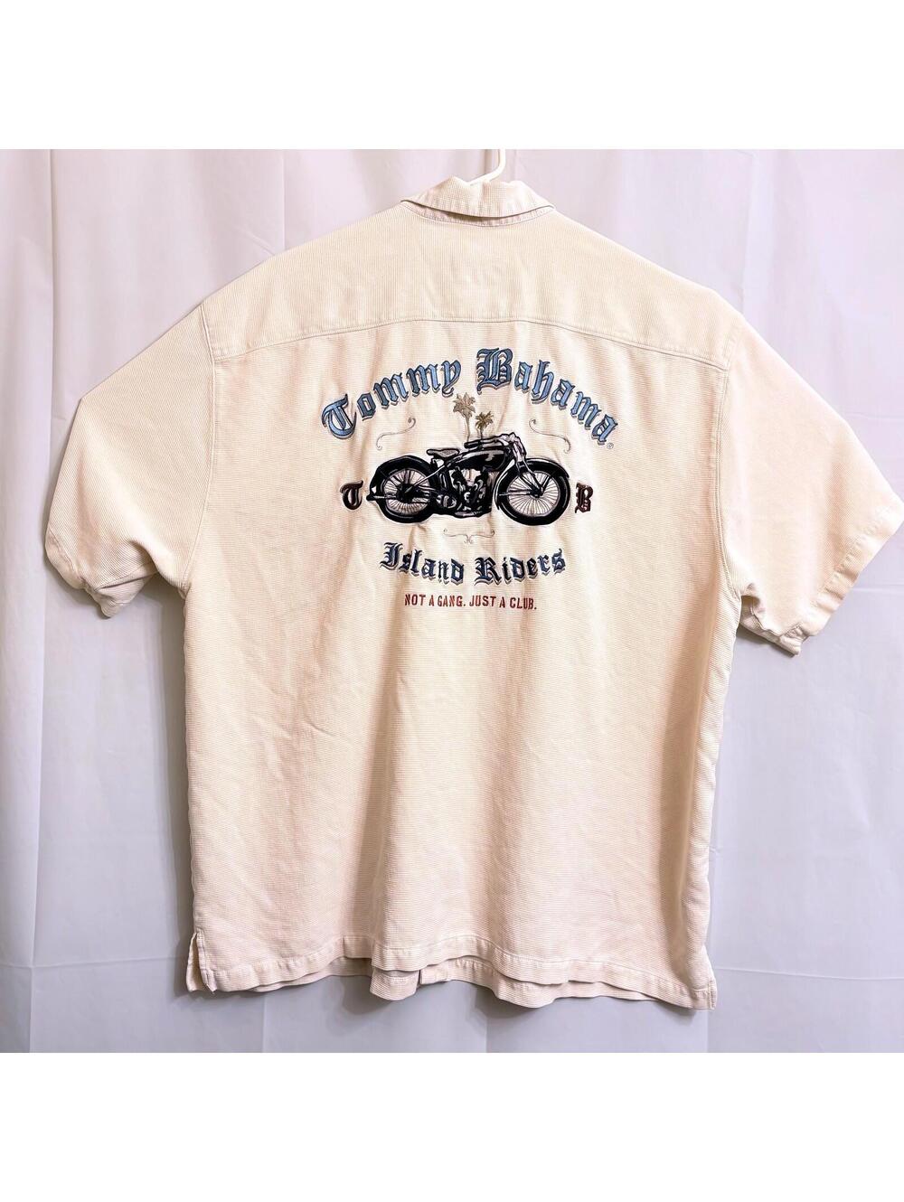 Tommy Bahama Men's Island Riders Button Down Shirt XXL 2XL Beige 100% Silk